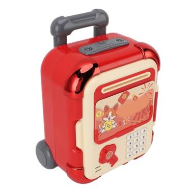 Imagem de Mala, cofrinho, luz de música, impressão digital, senha, desbloqueio, caixa de poupança para casa, quarto, estudo (vermelho)