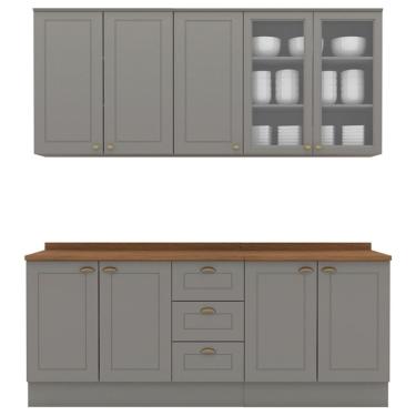 Imagem de Cozinha Modulada 200cm Ce854 Americana Cinza Nature Henn