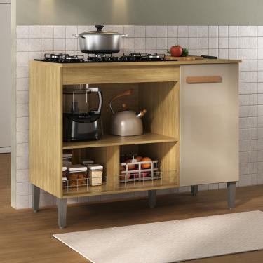 Imagem de Balcão Para Cooktop 5 Bocas E Forno Madri Wood Madeirado E Reflecta
