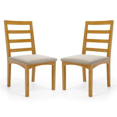 Imagem de Kit Com 2 Cadeira Cecília Encosto E Pés De Madeira Maciça Assento Estofada Para Mesa De...