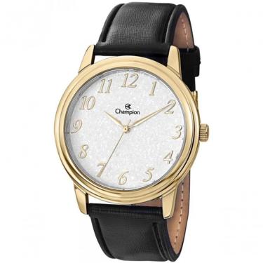 Imagem de Relógio Champion Masculino Dourado Preto Couro Ch22760b