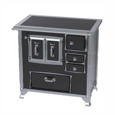 Imagem de Fogão a Lenha N° 01 Século XVIII GII Premium Preto Gab. Chapa Vitrocerâmica Saída Esquerda Sem Tampa - Venax