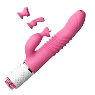 Imagem de Vibrador Vai E Vem Com Função Aquecimento E Capas Estimuladoras 7 Vibrações Discreto Silicone