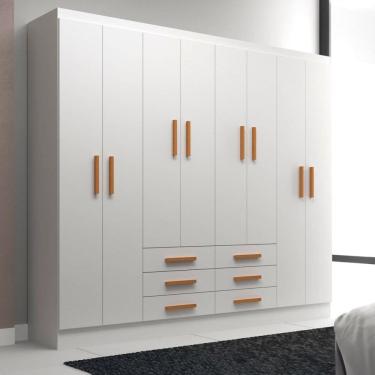 Imagem de Guarda-Roupa Casal Paris 8 Portas 6 Gavetas Branco - Evidencia Móveis
