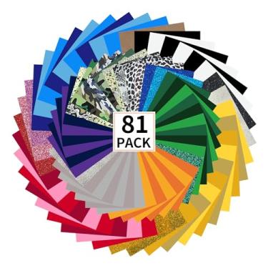 Imagem de FUNKAKA Pacote De Vinil Para Transferência Térmica Htv, Com 81 Folhas 30,5 Cm X 25,4 Camisetas, 37 Cores Sortidas, Máquina Passar A Ferro, Fácil Cortar E Design Remoção Ervas Daninhas