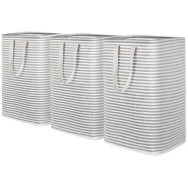 Imagem de Cesto de roupa suja Lifewit, pacote com 3, dobrável, 80 L, cinza imper