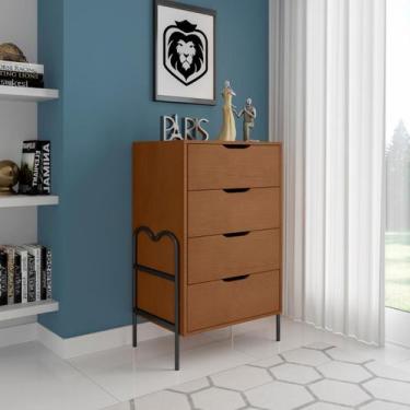 Imagem de Cômoda 4 Gavetas Marrom Preto/Nature Oasis Retrô - Lion Loja, nature