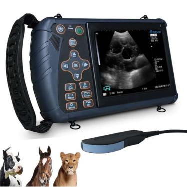 Imagem de DAWEI Scanner de ultrassom portátil veterinário para gravidez com sonda convexa retal de 3,5 MHz para enxadas, bovinos, vacas, cabras, porcos