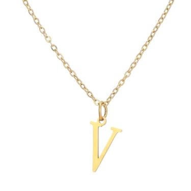 Imagem de SHE LIAN Colar com pingente personalizado com letra inicial delicada e delicada para presentes femininos, Small, Aço inoxidável, Sem Pedra Preciosa