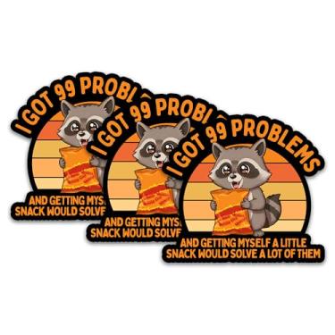 Imagem de Conjunto de 3 peças I Got 99 Problems And Getting Myself A Little Snack Adesivo Guaxinim Fast Food Funny Humor Meme à prova d'água 5 cm de vinil cortado para garrafa de água, laptop, telefone para