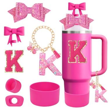 Imagem de QUNNDY Conjunto de acessórios para copo Stanley Cup 850.5 g 1,134.0 g copo com alça, incluindo tampa de cobertura de palha de laço, decoração de arco de palha, bota, tampa à prova de derramamento