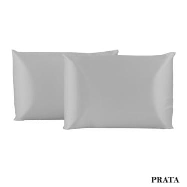 Imagem de Fronha cetim para travesseiro de 70cm x 50cm Anti-frizz 02 Unidades toque de seda (Prata)