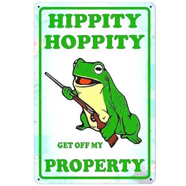 Imagem de HEIOKEY Hippity Hoppity Saia da Minha Propriedade Placa de Sapo 8" X 12", Placa Engraçada de Alumínio Proibido Entrar Placa de Porta de Propriedade Privada, Decoração de Sapo Decoração Vintage Retro P