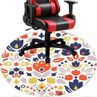 Imagem de Tapete de cadeira de escritório com flores, textura de flor, tapete de cadeira de mesa para piso de madeira de escritório em casa, protetor de piso de pilha baixa, redondo de 91 cm