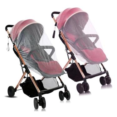 Imagem de Rede mosquiteira universal para carrinho de bebê, capa de rede contra insetos para carrinhos, berços, brincos, mini berço portátil, rede de insetos para bebês durável essencial (2, pacote com 2