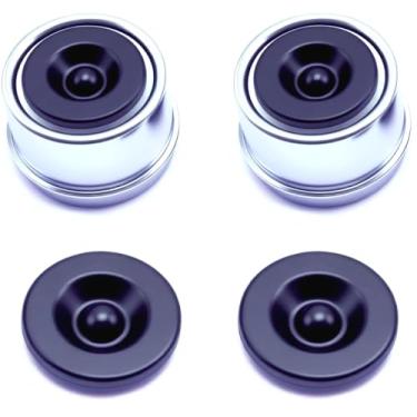 Imagem de Malloryx 2 peças Tampa de eixo de reboque Tampa de graxa Cubo de 5 cm com 2 plugues de borracha extras, cubo de roda de eixo de reboque e tampa de rolamento para a maioria dos eixos de 2000 a 1,587 kg