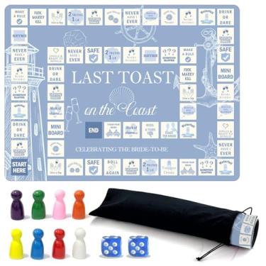 Imagem de Last Toast on the Coast Bachelorette Board Drinking Game, Rubber Mat Board Game, Drunk Games for Boys and Girls, Coast Fun Drinking Board Games for bachelorette Party, Tipsy Party,2-8 Players, 21+