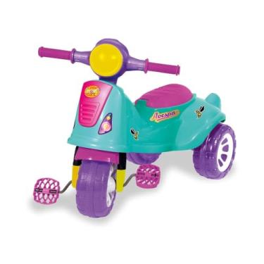 Imagem de Triciclo Infantil Avespa, Passeio e Pedal, Rosa e Turquesa, com Haste Removível, até 25kg