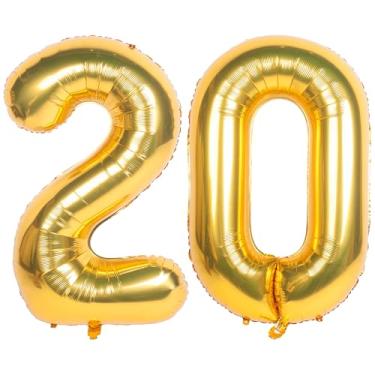 Imagem de CHANGZHONG Balões De 40" Com Números Dourados, Folha Hélio, Mylar, Decoração Para Festa Aniversário E Banquete, 20