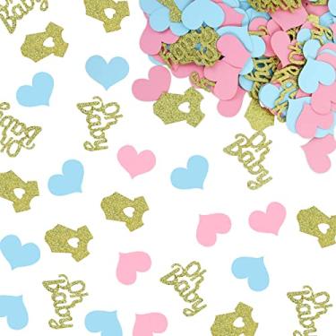 Imagem de Prasacco 240 Peças De Decorações Para Chá Bebê Com Revelação Do Sexo - Roupas Brilhantes, Confete Mesa Festa