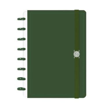 Imagem de Caderno Inteligente De Disco Capa Dura 80 Folhas Reposicionavel Tipo Diario Journal(P (14 x 20 cm),Verde Militar)