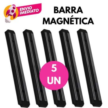 Imagem de Kit 05 Barra Magnética 50Cm Imã Suporte Utensilios Organizador Facas T