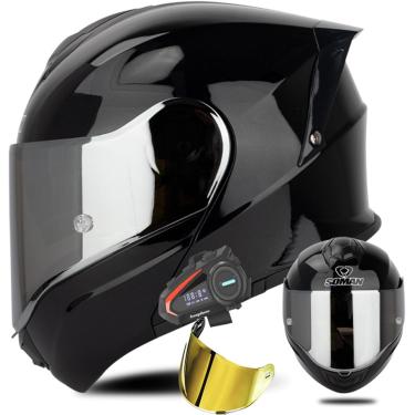 Imagem de Capacete De Moto Bluetooth Full Face, Capacete De Motocicleta Itegrated Crash, Capacete De Rosto Inteiro Com Viseira Hd Su Aprovado Pela Ece, Capacete De Motocicleta De Vár, D, XXXL/(65~66cm)