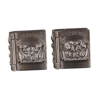 Imagem de Milageto 2x caixa de dentes do bebê primeira onda caixa de lembrança liga mantendo caixa de memória da infância presente titular de armazenamento de dentes, Argento