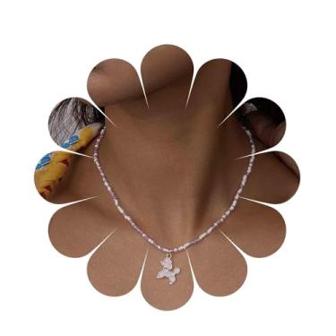 Imagem de Xduargs Colar de miçangas de sementes boho poodle, fofo, cachorrinho, cachorro, pingente, colares, vintage, com contas de arroz, para mulheres