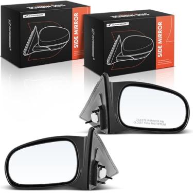 Imagem de A-Premium Par (2) espelhos retrovisores elétricos do lado do motorista e do passageiro - compatível com Honda Civic 1996-2000 - espelho retrovisor externo preto liso não aquecido não dobrável