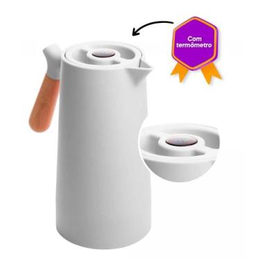 Imagem de Garrafa Térmica Termômetro Digital Café Nórdica Cabo Madeira 1 Litro -