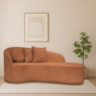 Imagem de Sofá Orgânico Feijão Curvo Design Elegante Para Sala e Estúdio Bouclé 