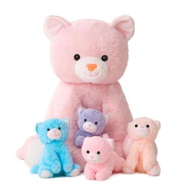 Imagem de Conjunto de bichos de pelúcia Cat para meninas com mamãe, gato e 4 bebês