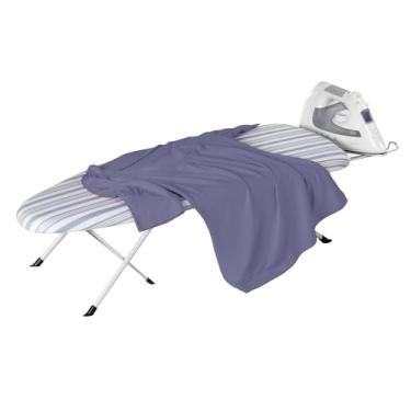 Imagem de Tábua de passar roupa Honey-Can-Do dobrável com descanso de ferro, azul, 81 cm C x 30 cm L (BRD-09222)