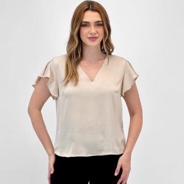 Imagem de Blusa Aishty Manga Curta Gola V Feminina-Feminino