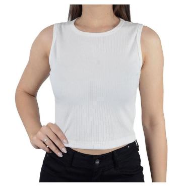 Imagem de Regata Feminina LZT Cropped Canelado Branco Off - 8085-Feminino