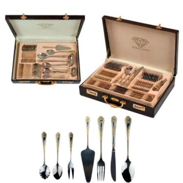 Imagem de Faqueiro Com Maleta De Couro Dusseldorf 84 peças Conjunto de talheres 