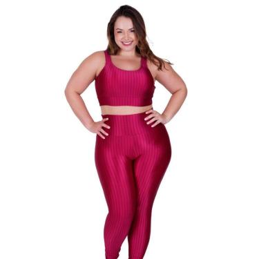 Imagem de Conjunto Top com Bojo Removível e Calça para Academia Plus Size Fitness 3D Barbara-Feminino