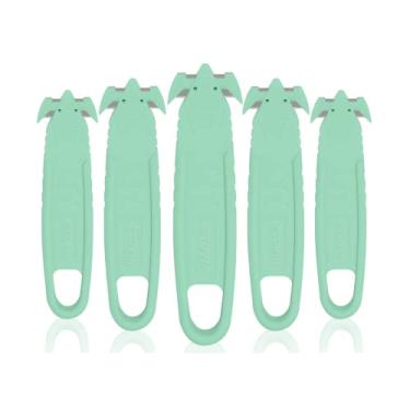 Imagem de Cortador de caixa de segurança, T TOVIA SK2 abridor de pacote com lâmina oculta de aço inoxidável com divisor de fita para caixas, papelão, envoltório, alças, filme (5 peças - verde)
