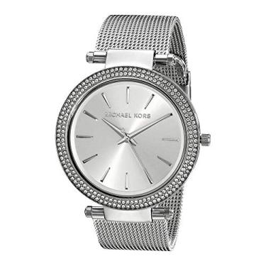 Imagem de Michael Kors Relógio analógico feminino de quartzo com pulseira de aço inoxidável MK3367, Prata, Alça