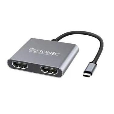 Imagem de Hub Adaptador Hubonic, Dual Duplo, HDMI 4k 1080p, Usb C - 4 Em 1