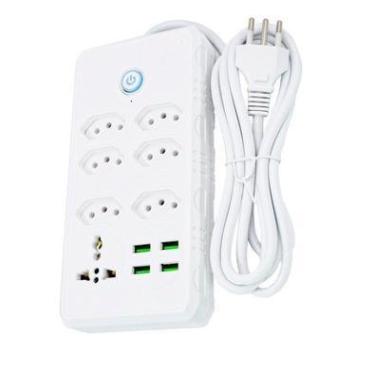 Imagem de Filtro De Linha Regua Extensão Com 4 Tomadas 4 Usb Com Controle De Liga E Desligal Cabo 2m 110-220