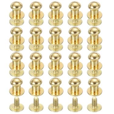 Imagem de PATIKIL Rebites de couro de 6 mm, 20 conjuntos de parafusos de cabeça esférica, botão de cabeça redonda, botão de cabeça redonda Chicago parafuso de mamilo, rebite para reparo de cinto de mão de couro