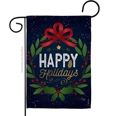 Imagem de Breeze Decor Happy Holidays Guirlanda bandeira de jardim inverno Natal Papai Noel casamento presente de Natal temporada de rena inverno casa de neve decoração banner pequeno presente de quintal dupla face, feito nos EUA