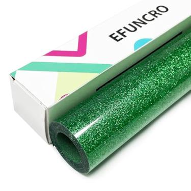 Imagem de Efuncro - Vinil De Transferência Térmica Htv Com Glitter Verde, 30 Cm X 2,4 M, Para Camisetas E Bolsas. Todas As Máquinas Corte, Fácil Cortar Remover (Verde)