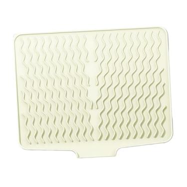 Imagem de Ｂｅｓｇａ Tapete de silicone para escorredor de louças, antiderrapante, fácil de limpar, resistente ao calor, versátil, tapete para escorredor de louças, Branco