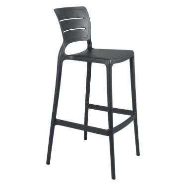Imagem de Banqueta Alta para Bar Tramontina Amélia Grafite em Polipropileno com Proteção Antimicrobiana