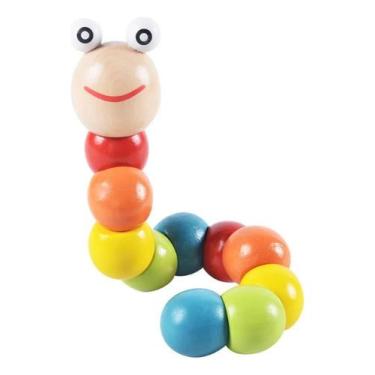 Imagem de Brinquedo Minhoca Colorida Centopeia Montessori Madeira - Dony Toys