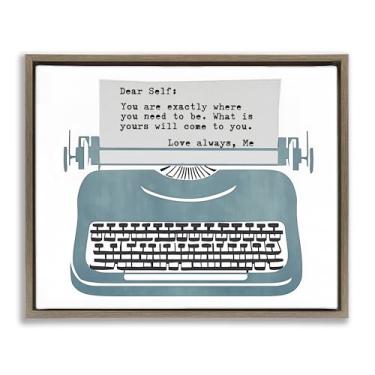 Imagem de Stupell Industries Design de arte de parede em tela flutuante com moldura marrom inspiradora nota para máquina de escrever por Annabelle Hall, 25 x 31