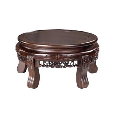 Imagem de ZzleoyuUUs-12 Base de suporte de exibição de escultura em relevo de ébano, vaso bule de chá bonsai base suporte decoração suporte de exibição (grande)